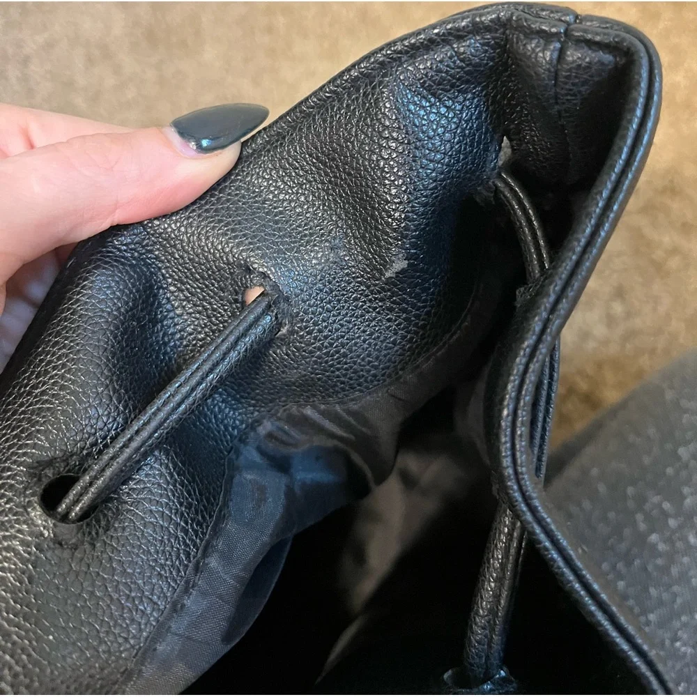 Victoria’s Secret Limited Edition Drawstring Backpack Black Faux Leather 2016